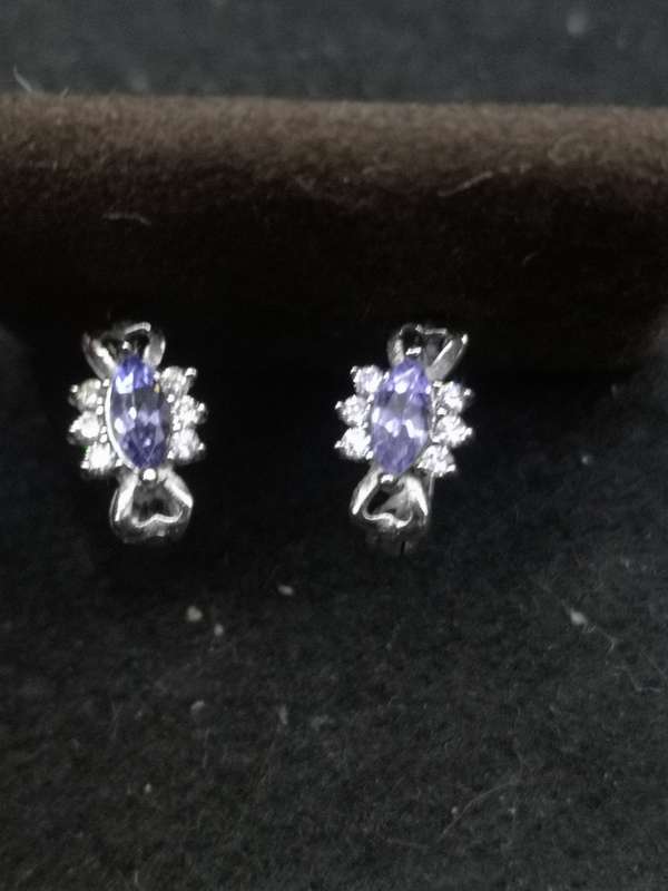 925 Silver earrings Tanzanite Huggies