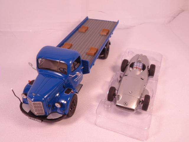 PremiumX - Mercedes Truck with Mercedes Racing Car - Ltd Edt - 1/500 - #12455