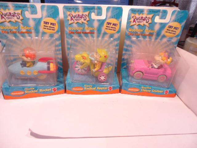 Mattel -  Full Set of 3 models - Rugrats - Wobblin Riders - Diecast Collectibles