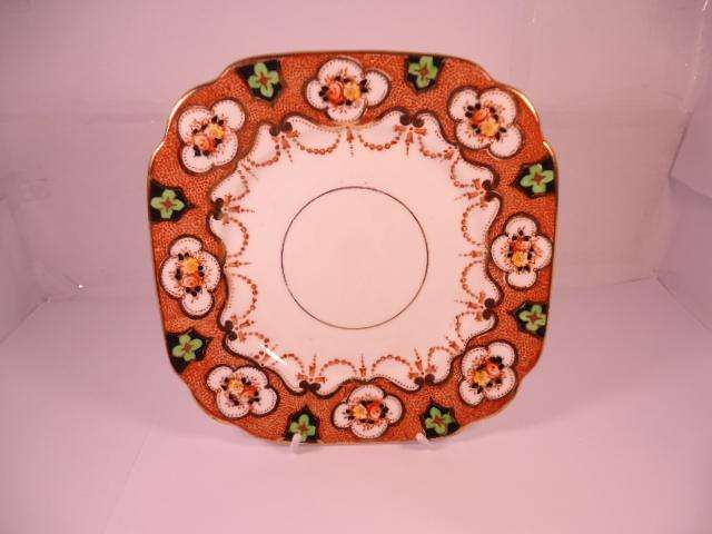 Royal Albert Bone China - 'Bronze Imari' - Single Square Side Plate with Stand