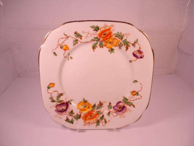 Royal Albert Bone China - 'Poppies' - Single Square Side Plate with Stand