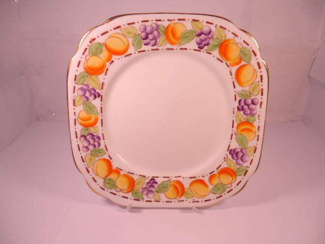 Royal Albert Bone China - 'Peaches and Grapes' - Single Square Side Plate with Stand