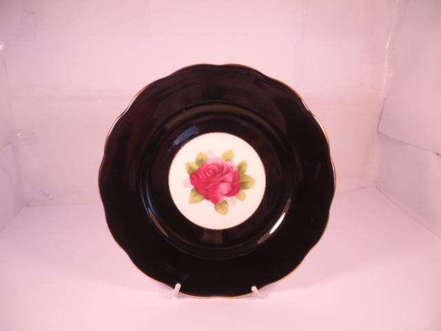 Royal Albert Bone China - 'Black Rose' - Single Round Cake Plate with Stand