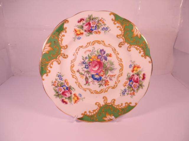 Royal Albert Bone China - 'Albany Green' - Single Round Side/Cake Plate with Stand