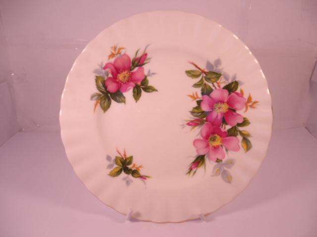 Royal Albert Bone China - 'Prairie Rose' - Single Round Side/Cake Plate with Stand