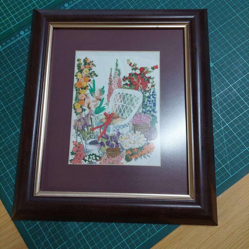 Ribbon Embroidery Artwork (framed) 33cm x 38cm