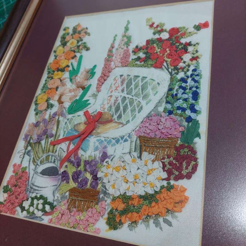 Ribbon Embroidery Artwork (framed) 33cm x 38cm