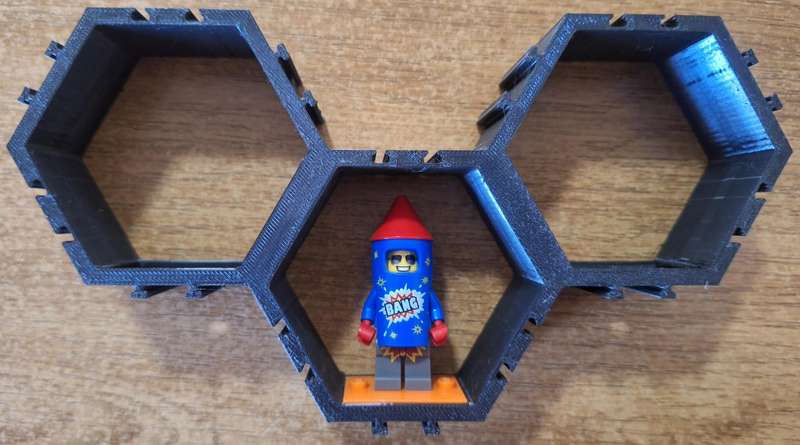 3 piece Hexagon Lego figure display