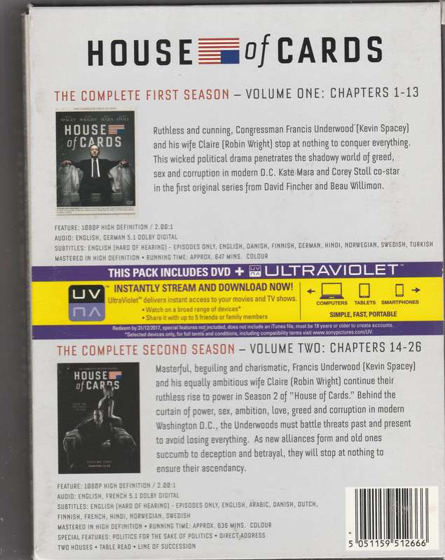 House of cards the complete first and second season