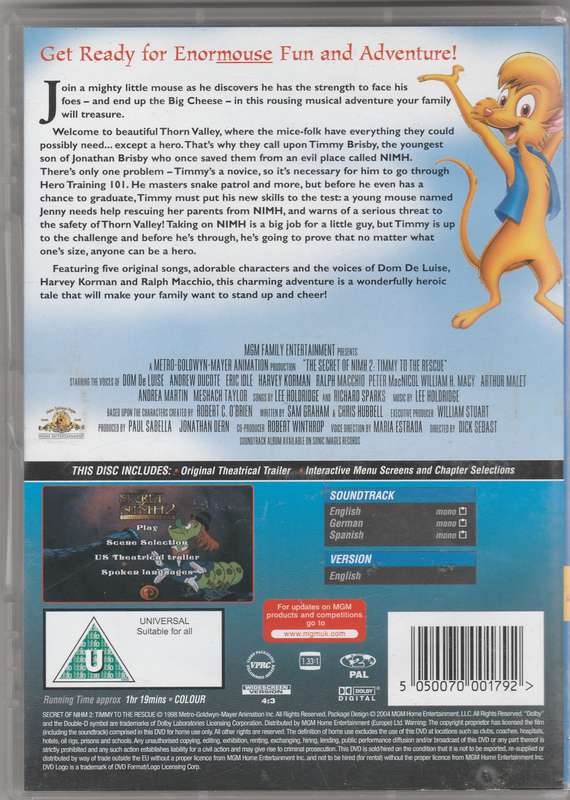 The secret of Nimh 2: Timmy to the rescue
