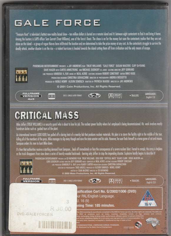 Box offers: Treat Williams, Gale Force, Critical Mass