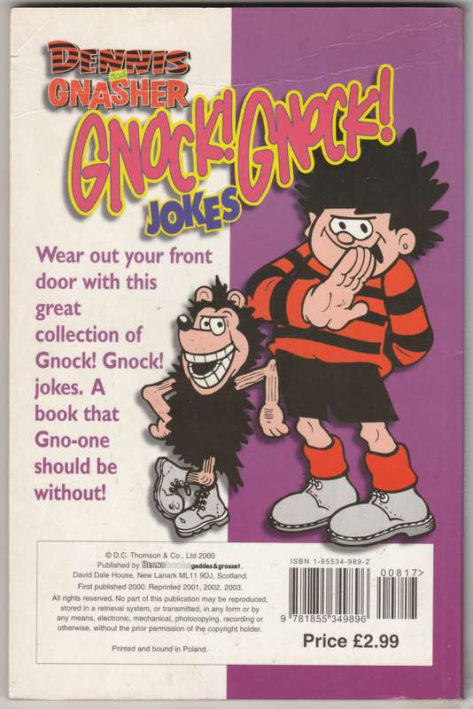 Dennis and Gnasher Gnock! Gnock! Jokes