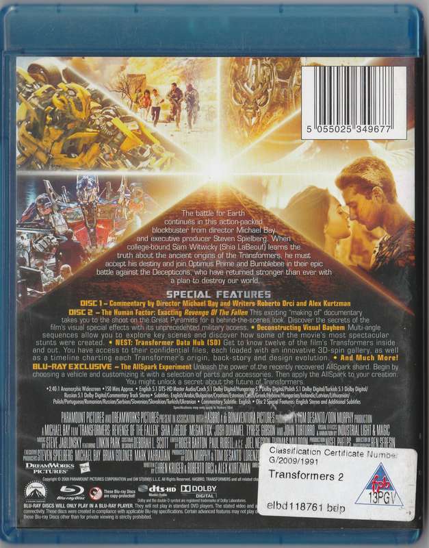 Transformers: Revenge Of The Fallen ( Blu-Ray)