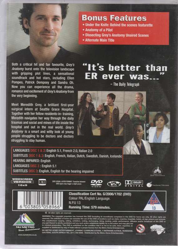 Grey's Anatomy The Complete first season
