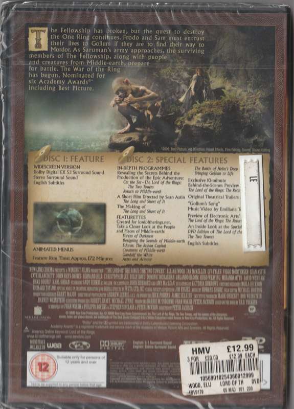 Lord of the Rings: The two Towers ( New & Sealed)