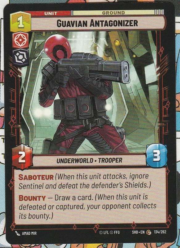 Star Wars unlimited shadows of the Galaxy Guavian Antagonizer