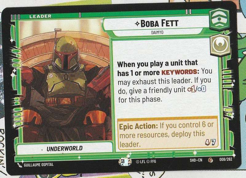 Star Wars unlimited shadows of the Galaxy Boba Fett