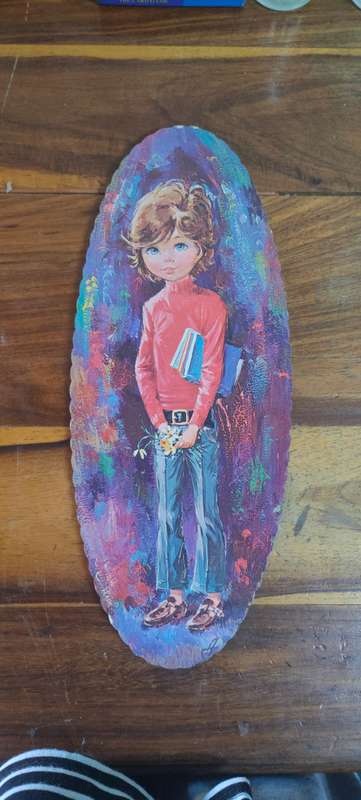 Retro 1960's print of boy with big eyes by A. Richard