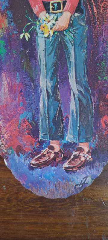 Retro 1960's print of boy with big eyes by A. Richard