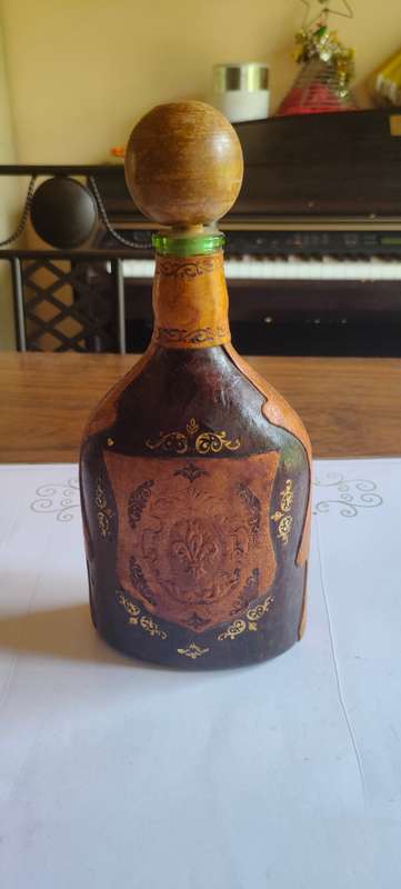 Vintage Italian wrapped leather decanter