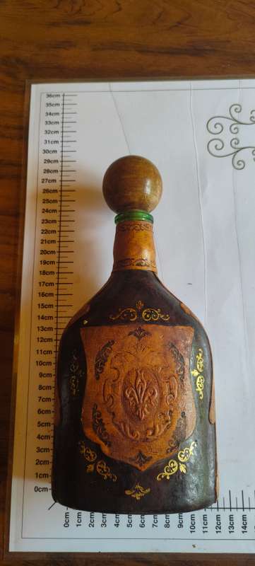Vintage Italian wrapped leather decanter