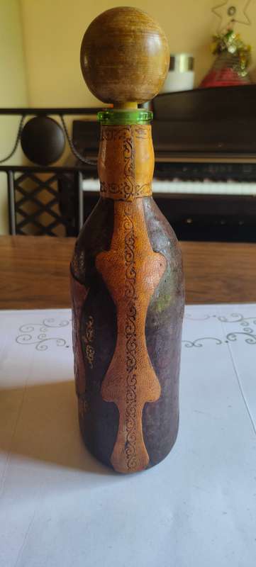 Vintage Italian wrapped leather decanter
