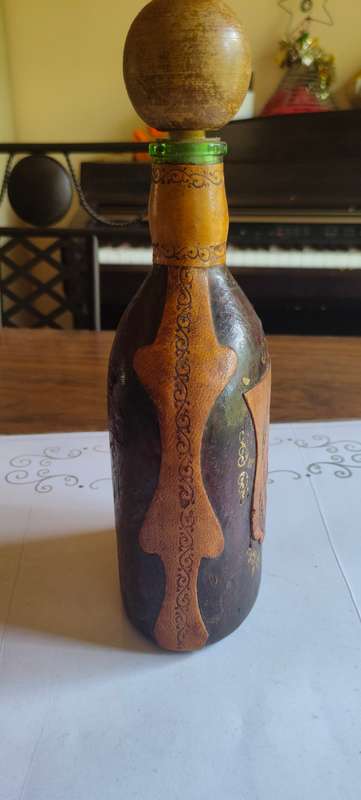 Vintage Italian wrapped leather decanter