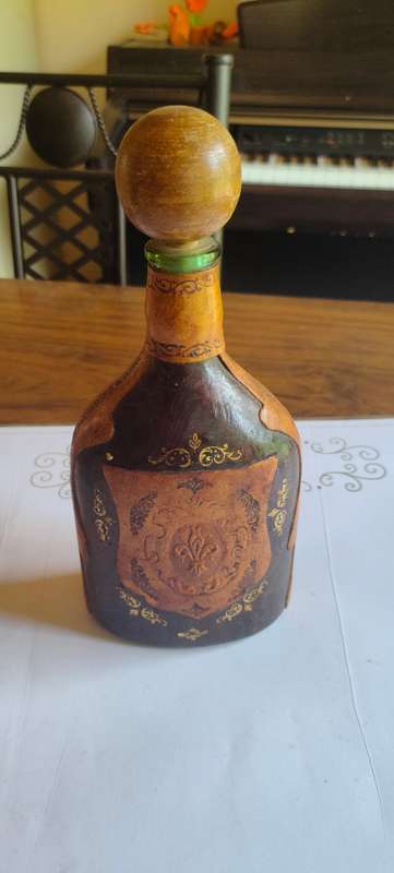 Vintage Italian wrapped leather decanter