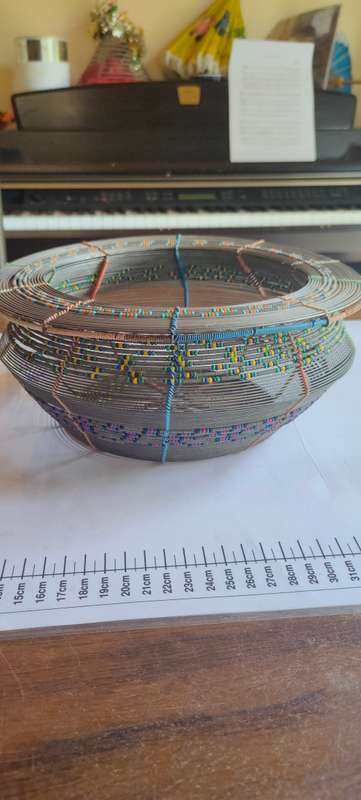 Wired bowl with bead work