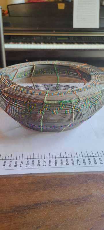 Wired bowl with bead work