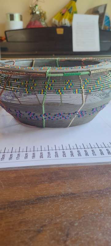Wired bowl with bead work