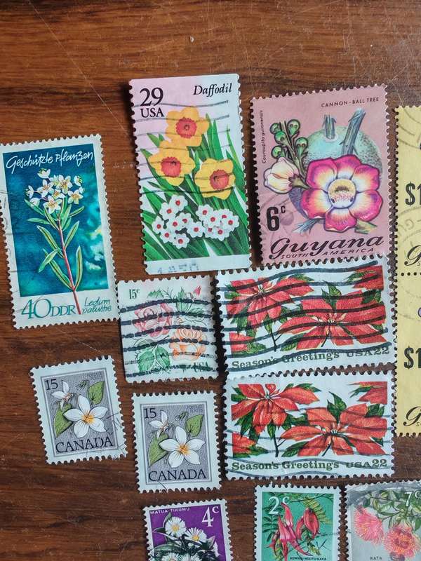 A vintage floral thematic lot of stamps from various countries