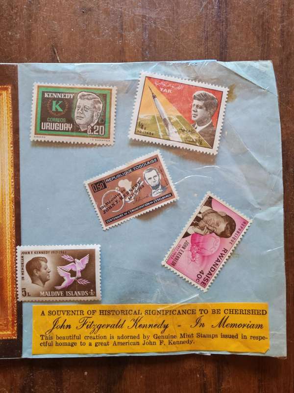 A souvenir selection of stamps of John F Kennedy