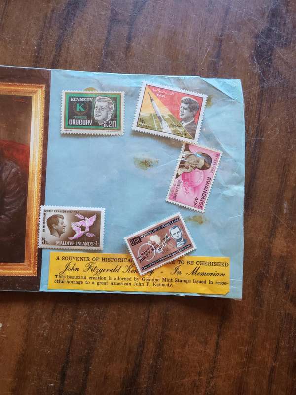 A souvenir selection of stamps of John F Kennedy