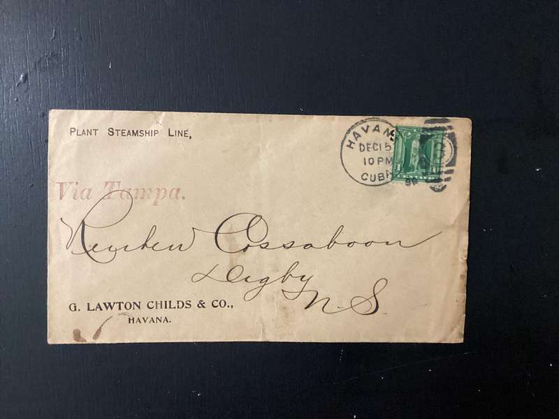 Havana Cuba 1899 1C Stamp on Cover to Nova Scotia via Tampa