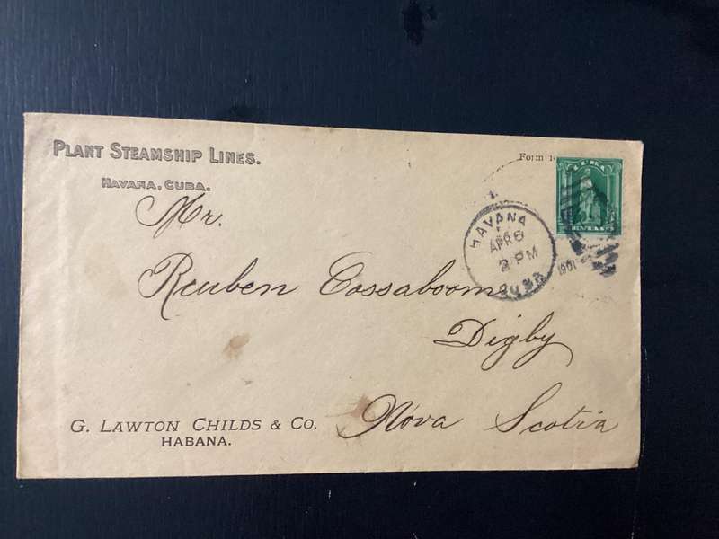 Havana Cuba 1901 1C Stamp on Cover to Nova Scotia via Tampa