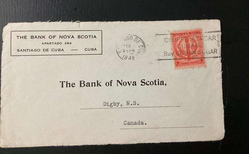 Cuba 1948 2c Stamp on Cover to Nova Scotia Canada -ONLY FRONT of Envelope !!