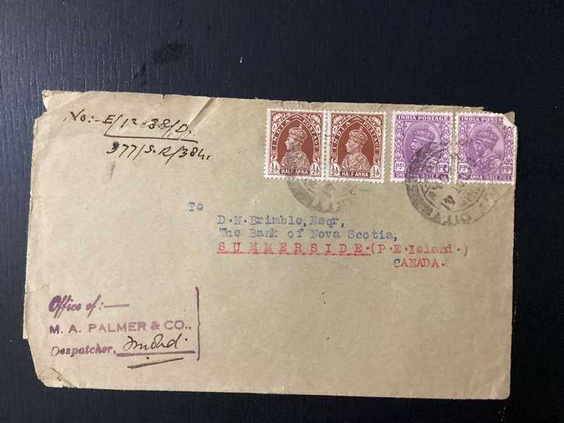 India King George VI 1941 Multiple Stamps on Cover to Canada