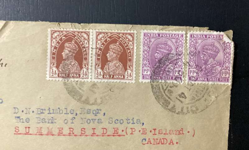 India King George VI 1941 Multiple Stamps on Cover to Canada