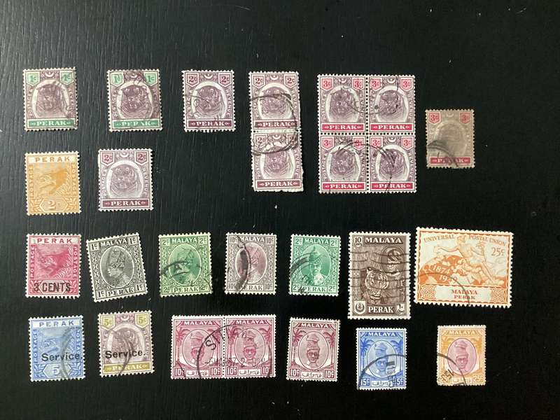Early Malaysia Perak States Stamp lot 1800s to early 1900s