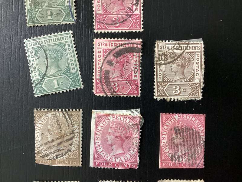 Early Queen Victoria Strait Settlements 1800s Stamp lot