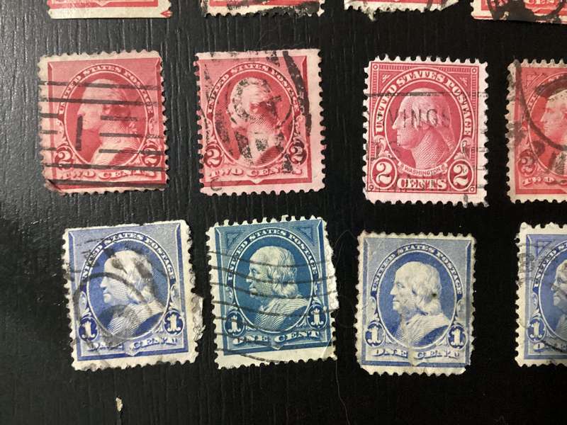 United States late 1800s early 1900s George Washington 1c and 2c stamps