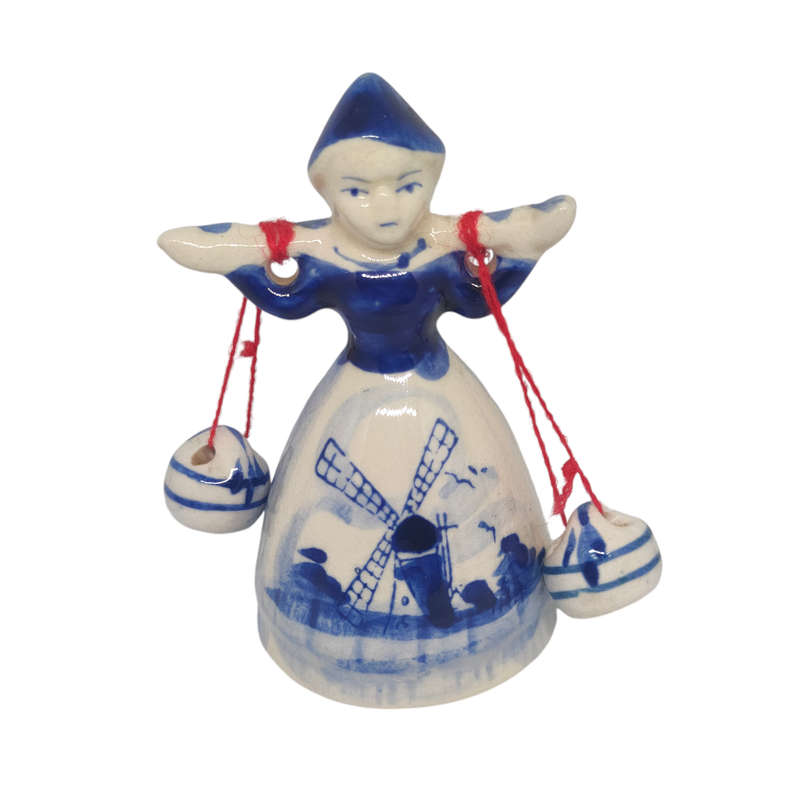 Vintage Delft milk maid bell ornament