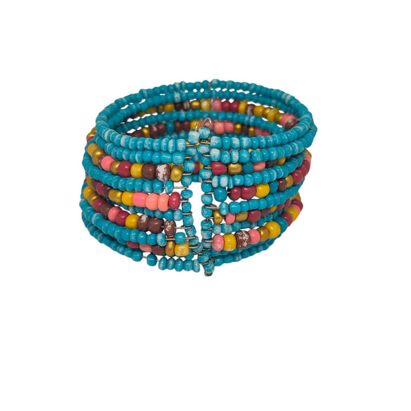 African beaded bracelet - light blue