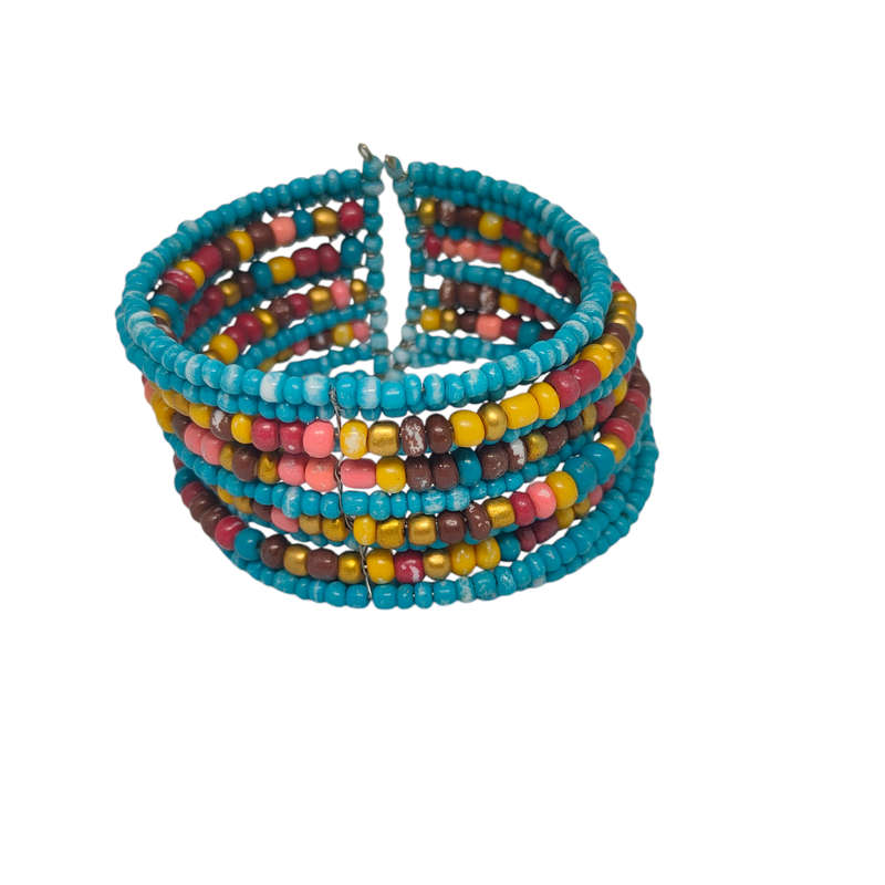 African beaded bracelet - light blue