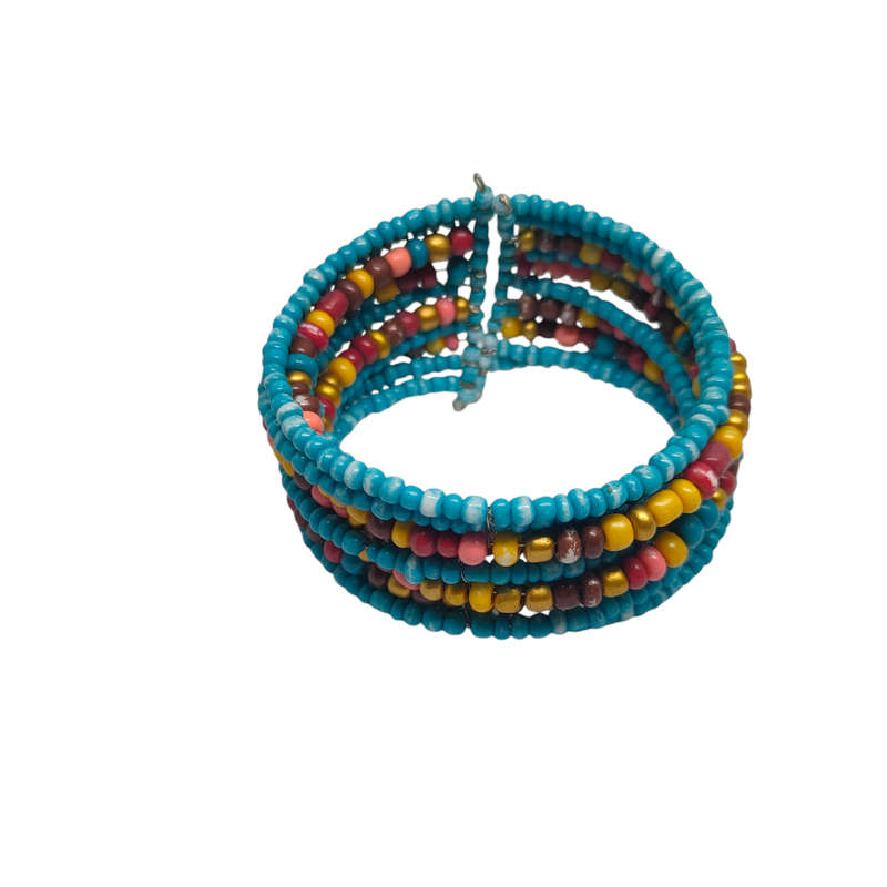 African beaded bracelet - light blue