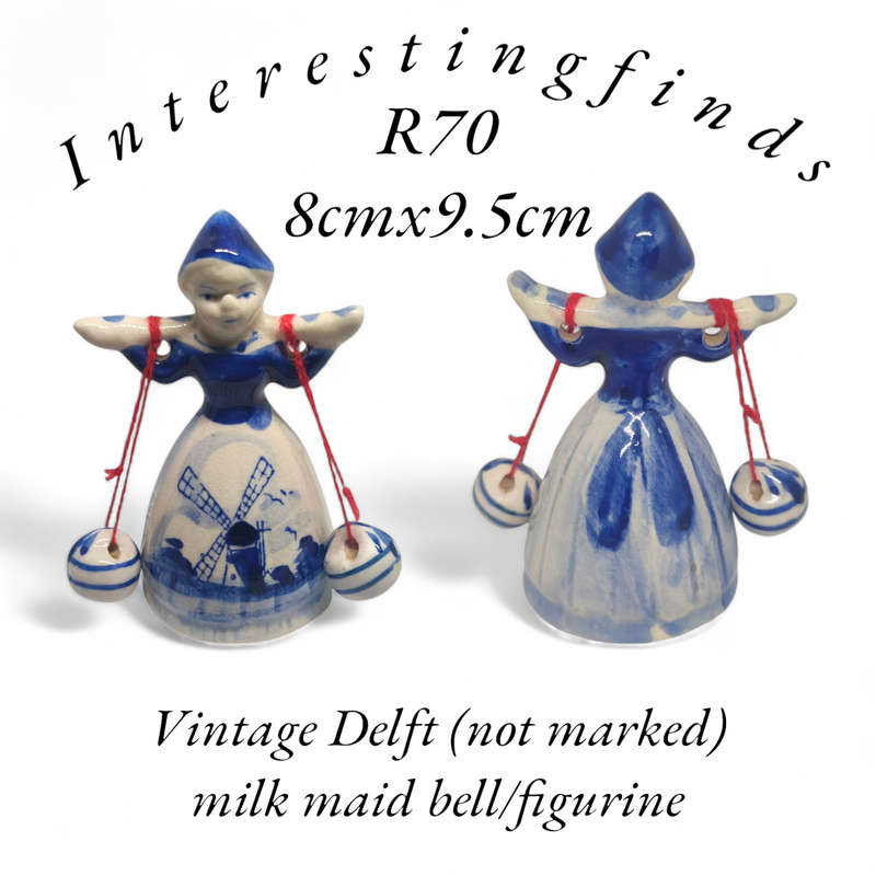 Vintage Delft milk maid bell ornament