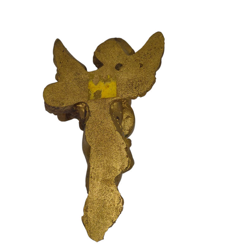Vintage gold painted plaster angel cherub figurine