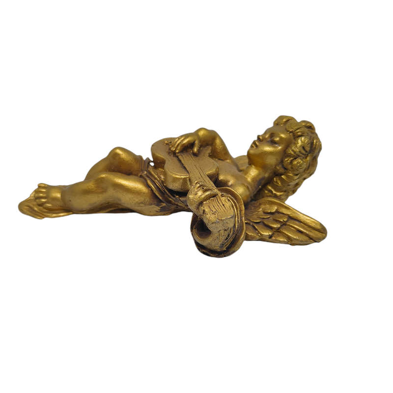Vintage gold painted plaster angel cherub figurine