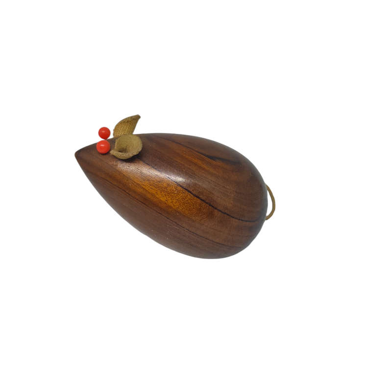 Vintage handmade wooden mouse ornament